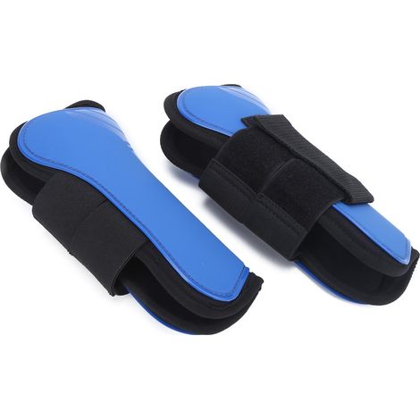 Guêtres de tendon pour chevaux, coque épaisse en PU, protection des jambes pour l'équitation de compétition, bleu, taille L, avant (1/5)