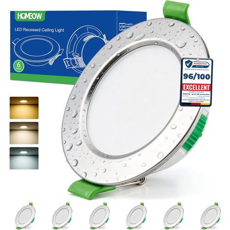 Lot de 6 Spot LED Encastrable Dimmable 5W, Spot LED Encastrable 68mm - 80mm Découpe, Blanc Chaud 2700K Blanc Neutre 4000K Blanc Froid 6000K Réglable Spot Salle de Bain IP44 pour Salon Cuisine (1/5)
