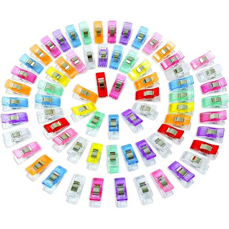 Pince Clips Couture, 70PCS Clips à Coudre, Wonder Clips en Plastique pour Reliure Couture Artisanat Couleurs Assorties (1/5)