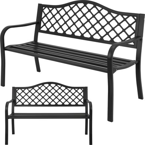 Gartenbank aus Metall mit Rückenlehne, Zweisitzer, Park, für Terrasse, Balkon, Garten