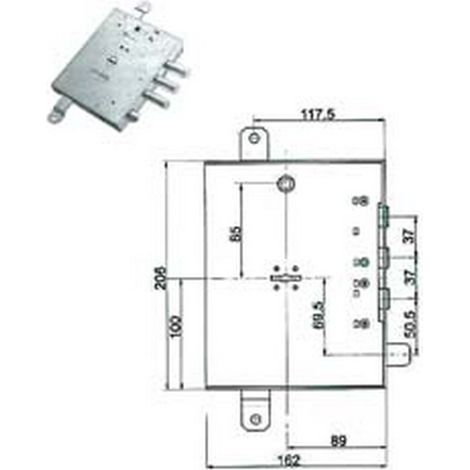 1PZ SERRATURA TRIPL. APPLICARE SCROCCO D/MAPPA BLINDATE GARDESA 89R571GD/17 - MM.89 DX (89R571GD/17 DX)
