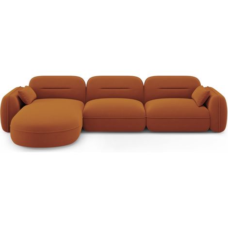 Canapé d'angle gauche modulable 4 places en velours terracotta (1/5)