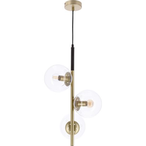 Suspension moderne noir laiton 3 globes E14 Candellux (1/2)