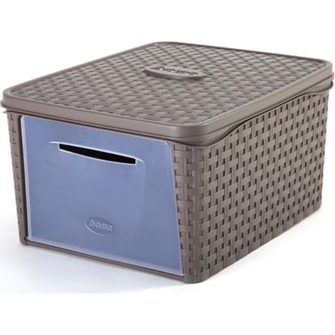 Boîte de rangement "Infinity" en plastique - Taupe - Taille L - L 50 x l 40 x H 25 cm - Livraison gratuite