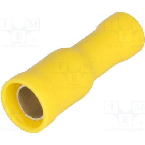 Terminal Cilindrico Hembra 5mm Aislado Amarillo Cables 4-6mm