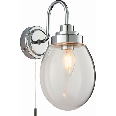Endon Hampton - Vetro da parete per bagno a LED 1 luce, piastra cromata IP44, E14 (1/5)