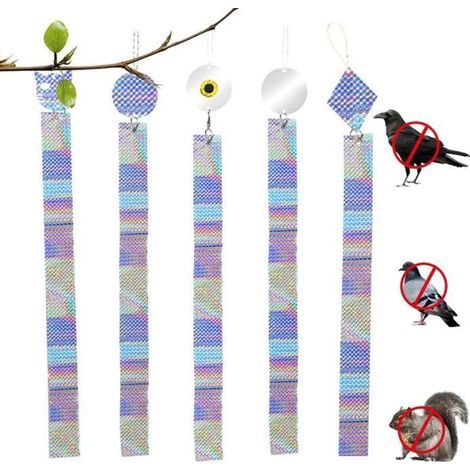 Bird Repellent, Scarecrow, Anti-Pigeon, Decorative Reflective Laser Tape, Deterrent Collar (5 pieces) (1/4)