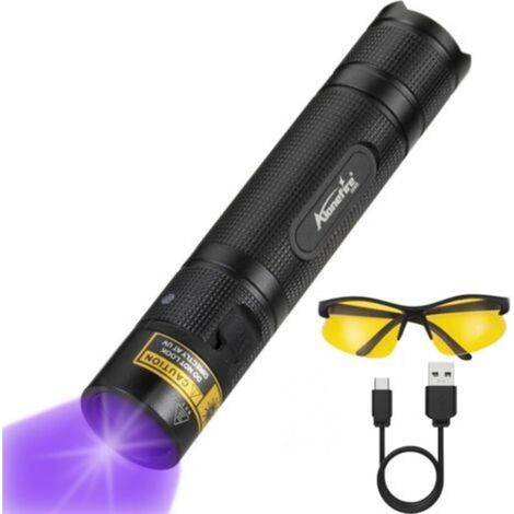 SV005 10W 365nm Lampe Torche UV LED Puissante Rechargeable Ultraviolet Détecteur D'urine avec Lunettes de Protection UV, Batterie Incluse pour Durcissement de Résine, Peinture, Fluoresceine (1/5)