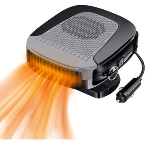 Ventilateur, chauffage et dégivreur de voiture avec base rotative à 360°, chauffage allume-cigare 12 V, chauffage 12 V, allume-cigare (gris) (1/5)