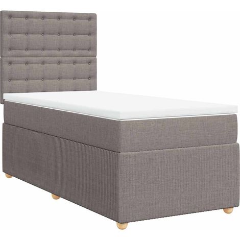 Maison Exclusive - Sommier à lattes de lit avec matelas Taupe 90x190 cm Tissu (1/5)