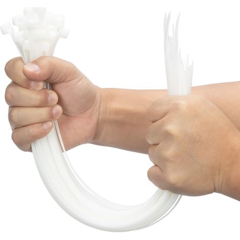 100 Pièces Blanc Large Attaches de câble, Extra Longue 400mm x 9mm Cde câble Nylon Resistant UV, 80 KGS Heavy Duty Serre-câbles Zip Ties (1/5)