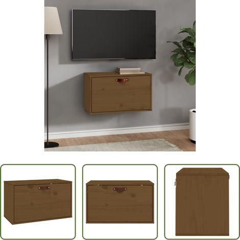Holzschrank - Wandschrank Honigbraun 60x30x35 cm Massivholz Kiefer (1/5)