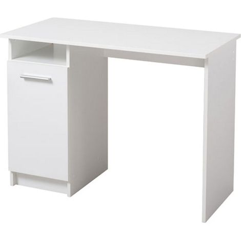 Schreibtisch Tiriolo, 2 Böden, 3 Fächer, 1 Tür, 100x50x74,5h cm Mattweiß