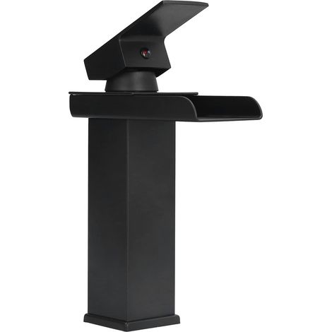 Rubinetto miscelatore nero per acqua calda e fredda con maniglia lunga, installazione verticale, tipo a sollevamento, colore G/2, ideale per bagno, hotel e alloggi privati.