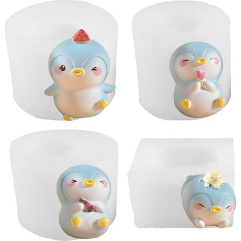 4er Set Pinguin Silikonform für Kerzen, Seife, Epoxidharz, Gips, Handwerk