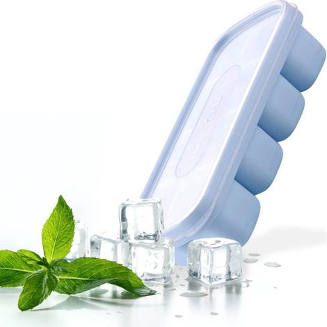 Bacs à glaçons en silicone Lce Trays avec couvercles amovibles anti-éclaboussures Bacs à glaçons empilables et faciles à démoule (1/5)