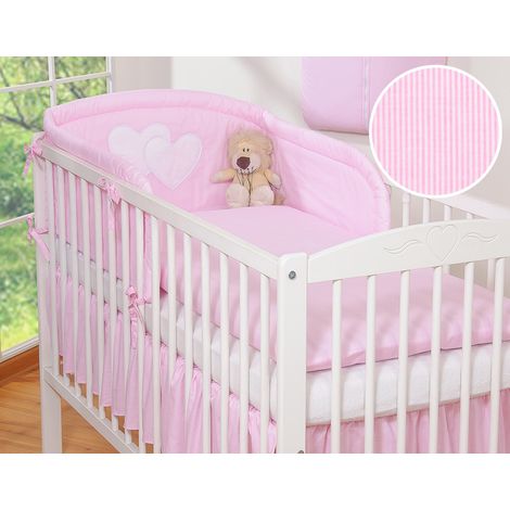 Juego de ropa de cama de 2 piezas 120x90 - Corazones y rayas rosas (1/5)