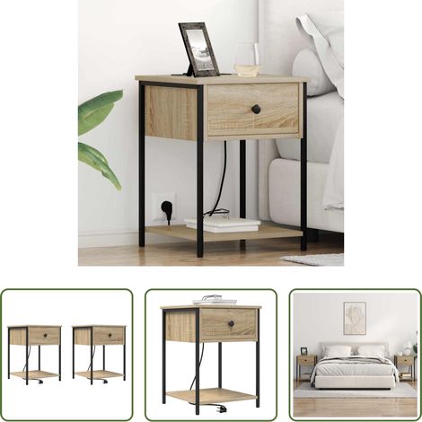 vidaXL Meuble de rangement - Cabinet de chevet 2 pcs Chêne Sonoma 42 x 41 x 56 cm (1/5)