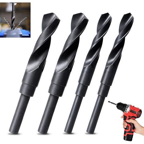 Juego de cuatro brocas helicoidales de acero de alta velocidad, aptas para acero, aluminio, madera y metales no ferrosos. (1/4)