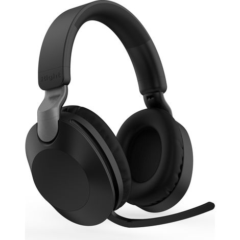 Écouteurs Bluetooth sans fil (noirs) avec microphone, réduction de bruit, son stéréo, adaptés au sport et aux jeux vidéo.