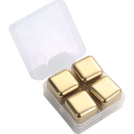 Dailygoods，Piedras de hielo (4 piezas)，Cubitos de hielo de acero inoxidable，Cubitos de hielo reutilizables，Pinzas de silicona para hielo (1/5)