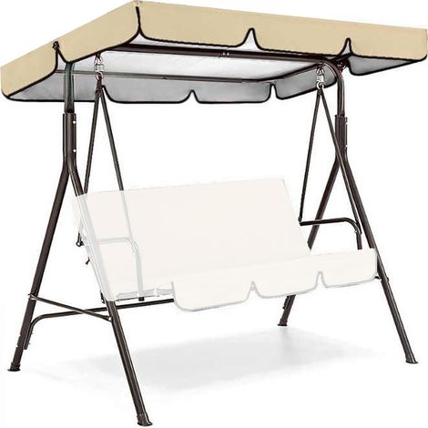 Toldo de repuesto para columpio de patio 2 y 3, cubierta impermeable para columpio de porche, cubierta impermeable con protección UV para patio, jardín y exteriores, color beige, 64.5 x 45 x 6 pulgada (1/5)