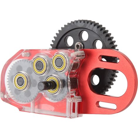 Boîte de vitesses à double rapport avec engrenage moteur, transmission légère pour voiture RC SCX10 II III et Capra 1/10 (rouge). (1/5)
