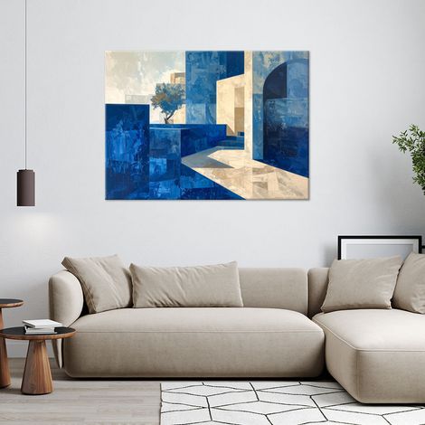 Wandbild Abstrakte Gebäude Blau Beige 60x40 (1/4)