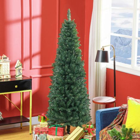 Sapin de Noël artificiel, 180 cm de haut, design élancé, avec une structure en acier pliable, 479 branches, vert. (1/5)