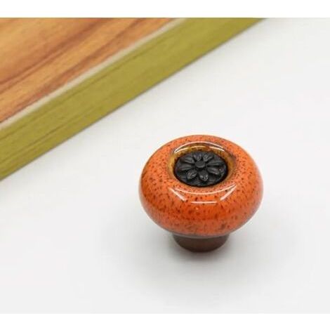 Set of 2 Ceramic Knobs - Vintage Round Kitchen Cupboard Door Knobs for Furniture and Drawers - Shabby Chic Vintage Style (Diameter 32mm) (1/3)
