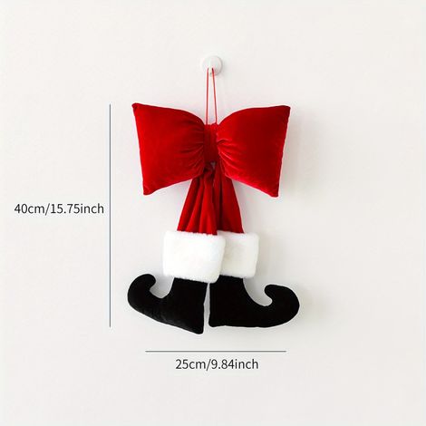 peluche Père Noël festive avec nœud rouge - Décoration de Noël en polaire douce pour sapin, maison et fenêtre - Parfait pour (1/5)