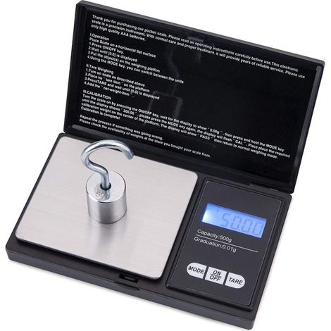 Balance Bijoux - Précision 0,01 g - Capacité 500 g - Écran LCD Rétroéclairé - Acier Inoxydable - Portable - 1 Pièce (1/5)