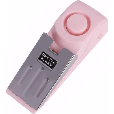 Doorstop, anti-theft device for doors, portable security device with high sensitivity, home protection, pink