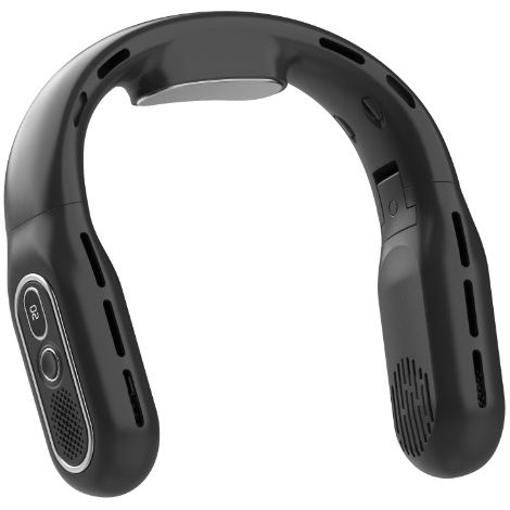 Ventilateur de cou portable – Flux d'air rafraîchissant à 360°, rechargeable, pliable et mains libres 3 vitesses, sans pales et affichage LED (1/3)