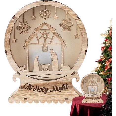 LED Nativity Set, Wooden Nativity Decorations, Christmas Nativity  Tabletop, Light Up Nativity Scène, Christmas Wooden Ornaments, Wooden Christmas Scenes, Christmas Scene with Lights (1/5)