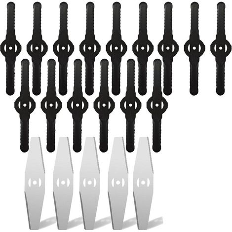20 Ersatzmesser für Rasenmäher (150 mm, Ø 5 mm), Metall- und Kunststoff-Grastrimmermesser, Metall-Ersatzmesser für Kantenschneider