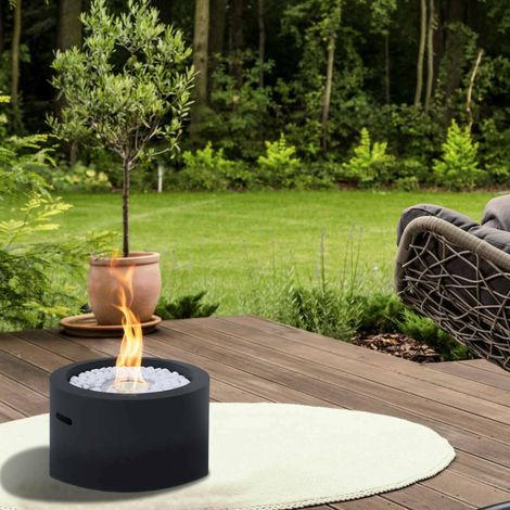 Dmora - Camino a bioetanolo Aielli, Caminetto ecologico, Focolare senza fumo, Riscaldatore ad etanolo, Made in Italy, 48x48 h33 cm, Nero (1/5)