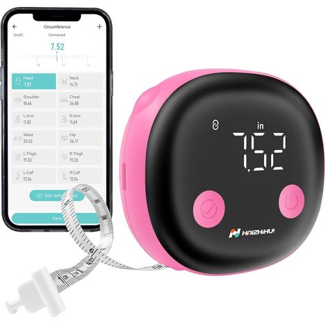 Metro a nastro intelligente  Strumento Bluetooth per la misurazione del grasso corporeo e dell'IMC con display LED HD e riavvolgimento automatico  Tracker per il fitness e la perdita di peso per vita/