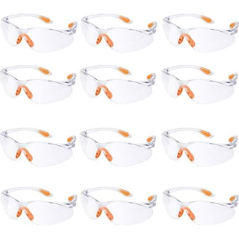 Lot de 12 Lunette de Sécurité Lunettes de Protection Travail avec Lentilles Transparentes Anti-Buée Lunette Protection pour Jardin Laboratoire Chimie.. (1/3)
