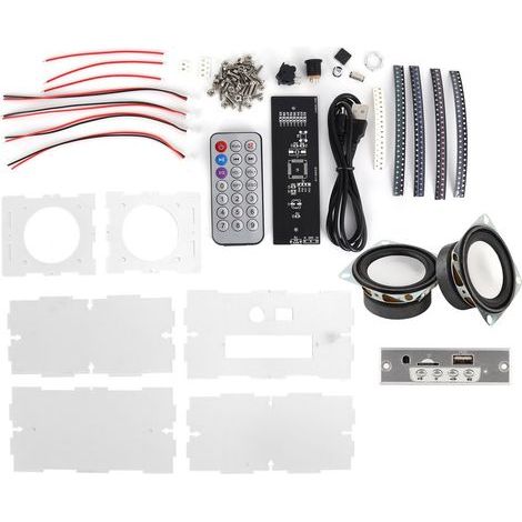 Kit DIY Enceinte Bluetooth Transparente avec Amplificateur Sonore 12 Canaux Spectrum et Haut-parleurs 40Hz