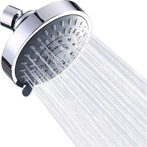 Pommeau de douche fixe, pommeau de douche haute pression, pommeau de douche effet pluie à économie d'eau avec 5 jets réglables, pommeau de douche effet pluie pour salle de bain, chrome poli, 2,5 GPM (1/5)