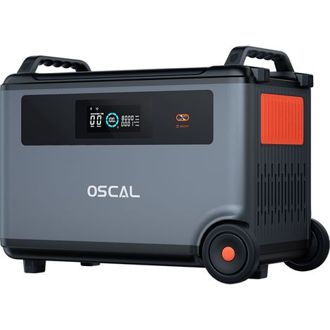 Batterie Additionnelle Portable OSCAL BP3600 3600Wh LiFePO4 BMS avec Roues Contrôle App WiFi Bluetooth pour Camping-car, Maison, Bureau