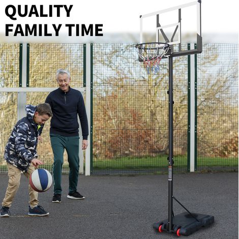 Canestro da basket regolabile 117.0x78.5x19.5 cm, altezza regolabile, rete resistente, nylon e acciaio, nero e bianco (1/5)