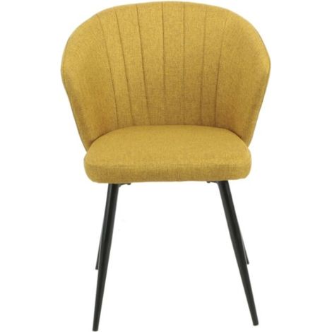 Sedia elegante tessuto giallo e piedi in metallo nero Krid (1/5)