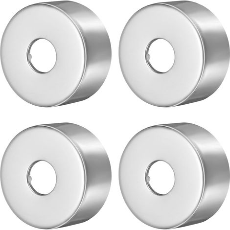 4 Pcs Shower Fitting Covers, 0.8"x2.6"x1.2"(21x67x30mm) Round Plate Stainless Steel Wall Flange, Pipe Cover for Wall Installation, Silver (1/5)
