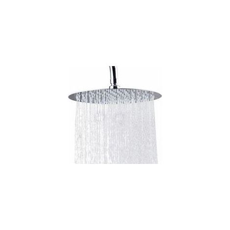 Cabezal de ducha redondo de 25 cm (10 pulgadas) en acero inoxidable 304, cabezal de ducha ultradelgado de alta presión con efecto lluvia y protección antical, cromado. (1/5)