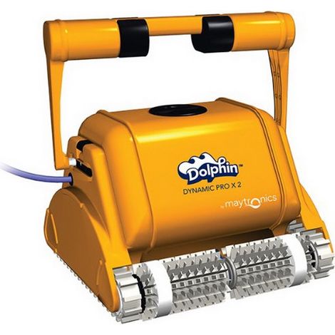 Maytronics Dolphin – Robot piscine électrique – Nettoyeur pour piscines enterrées jusqu'à 25m – Brosses bi-matière – Débit 17 m³/h – Câble 30m