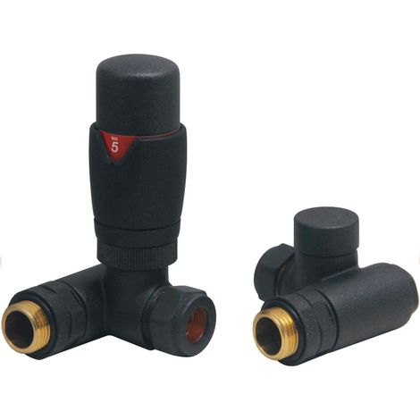 Heatwave Dual Fuel Anthracite Thermostatic Corner Radiator Valve Set (1/2)