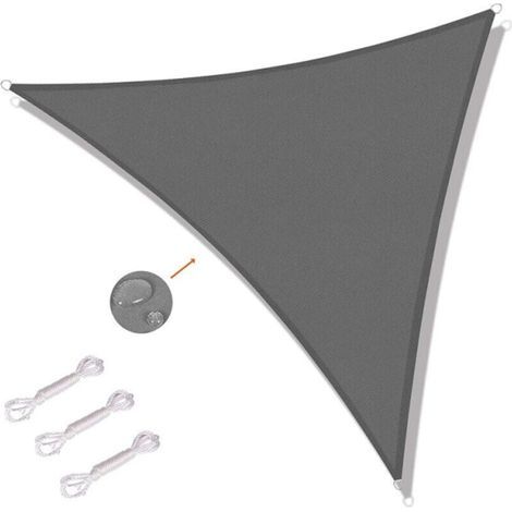Vela de sombra triangular de 4 x 4 m – Tejido de polietileno de alta densidad de 220 g/m² – Protección UV e impermeable – Fácil montaje (1/3)