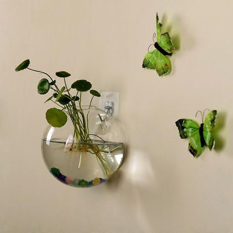 Pot de fleurs mural en verre, vase, terrarium, boule décorative pour la maison et le jardin (1/4)